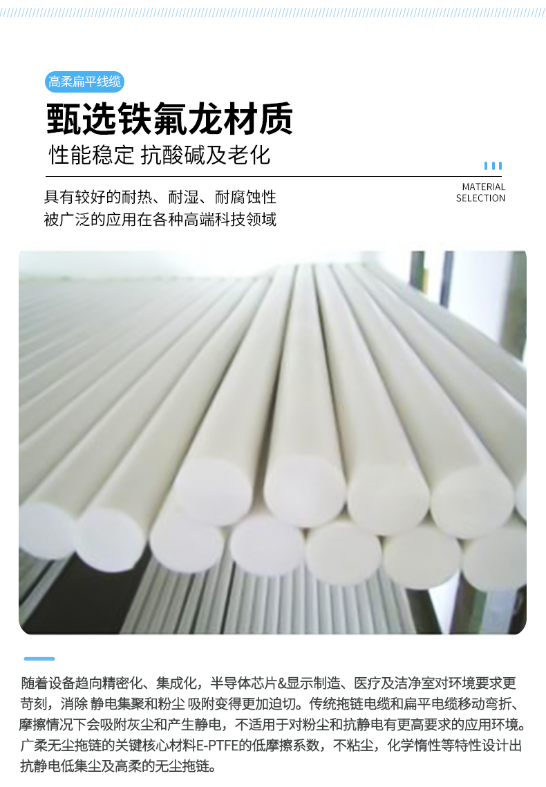廣柔替代進口光刻機半導體設備FFC扁平電纜采用的是鐵氟龍材質包裹